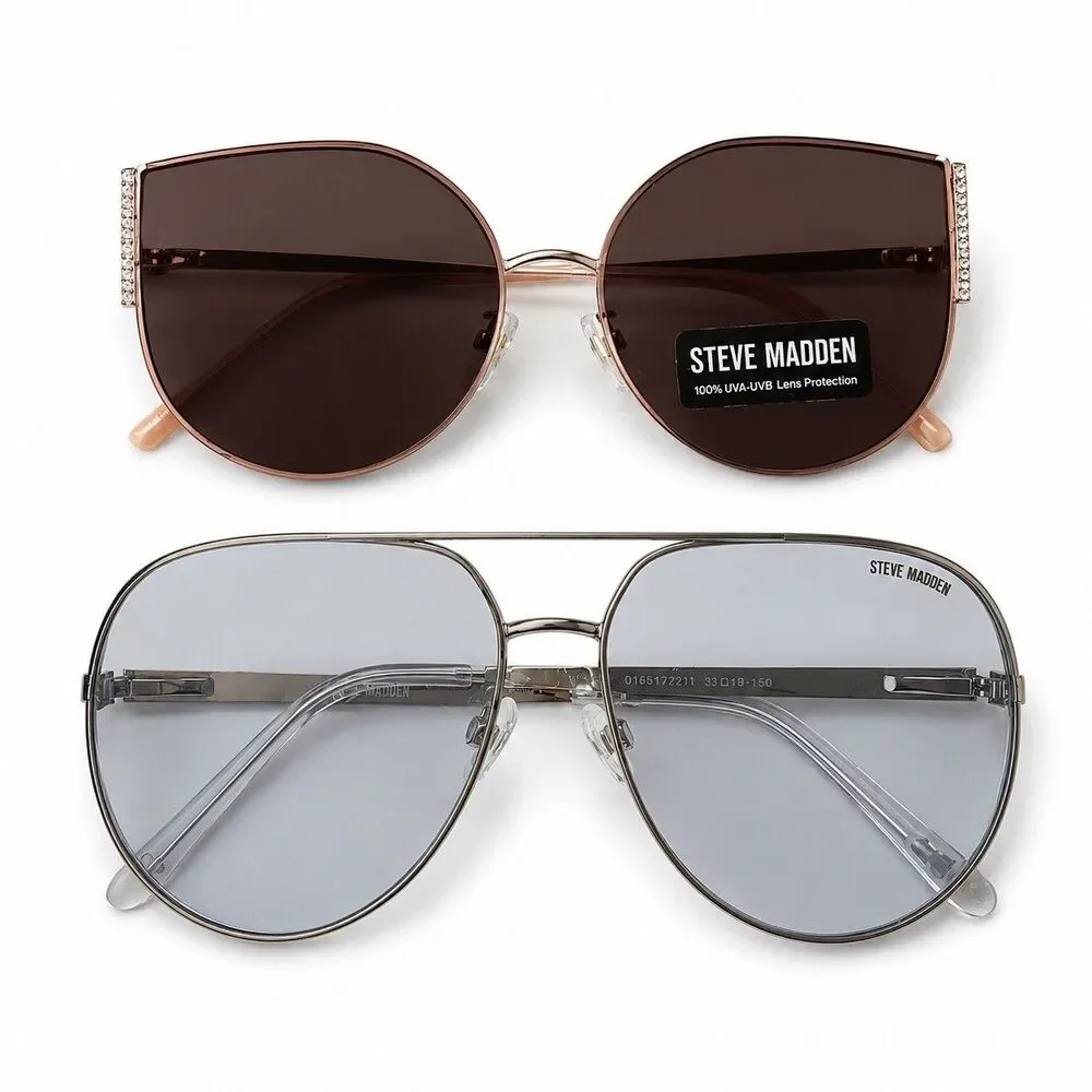 Steve Madden Sunglasses Lot of 2 Aviator Cat Eye Rose Gold Silver NWT UV400
